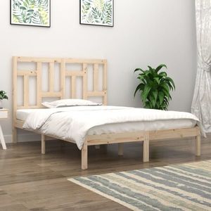 vidaXL Cadru de pat dublu, 135x190 cm, lemn masiv imagine