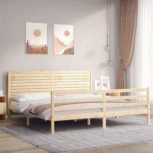 vidaXL Cadru pat cu tăblie 200x200 cm, lemn masiv de pin imagine