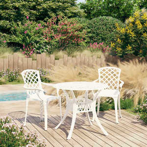 vidaXL Set mobilier bistro, 3 piese, alb, aluminiu turnat imagine