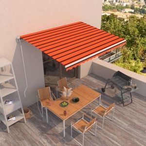 vidaXL Copertină retractabilă automat, portocaliu/ maro, 450x350 cm imagine
