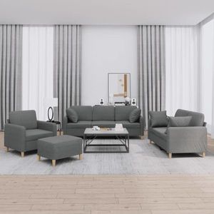 vidaXL Set de canapele cu perne, 4 piese, gri închis, material textil imagine