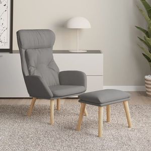vidaXL Scaun de relaxare cu taburet, gri deschis, textil imagine