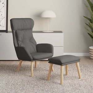 vidaXL Scaun de relaxare cu taburet, gri deschis, textil imagine