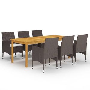 vidaXL Set mobilier de grădină, 7 piese, maro imagine