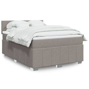 vidaXL Pat box spring cu saltea, gri taupe, 160x200 cm material textil imagine