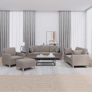 vidaXL Set de canapele cu perne, 4 piese, gri taupe, textil imagine