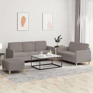vidaXL Set de canapea cu perne, 3 piese, gri taupe, material textil imagine