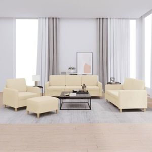 vidaXL Set de canapele cu perne, 4 piese, crem, textil imagine