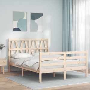 vidaXL Cadru de pat cu tăblie, 140x190 cm, lemn masiv imagine
