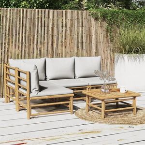 vidaXL Set mobilier de grădină cu perne gri deschis, 5 piese, bambus imagine