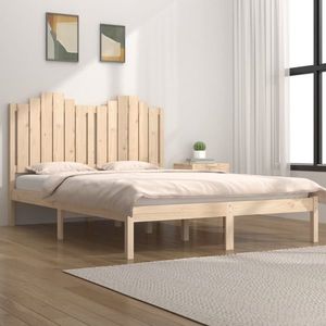 vidaXL Cadru de pat dublu, 135x190 cm, lemn masiv de pin imagine