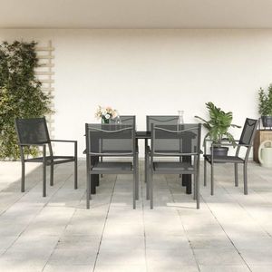 vidaXL Set mobilier de grădină, 7 piese, negru, oțel și textilenă imagine