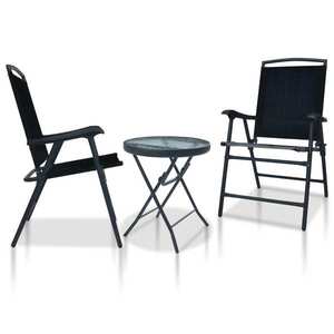 vidaXL Set mobilier bistro, 3 piese, negru, oțel imagine