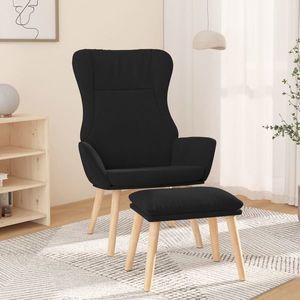 vidaXL Scaun de relaxare cu taburet, negru, textil imagine