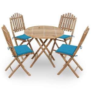vidaXL Set mobilier de exterior pliabil, cu perne, 5 piese, bambus imagine