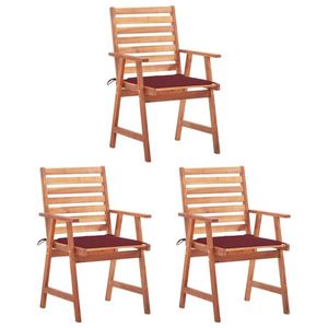 vidaXL Scaune de exterior, cu perne, 3 buc., lemn masiv de acacia imagine