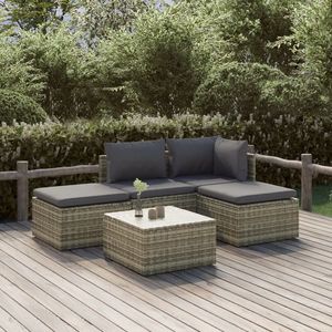 vidaXL Set mobilier de grădină cu perne, 5 piese, gri, poliratan imagine