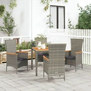 vidaXL Set mobilier de grădină cu perne, 5 piese, gri, poliratan imagine