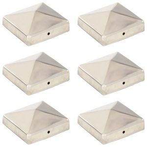 vidaXL Capace stâlpi de gard piramidă 6 buc. 81x81 mm oțel inoxidabil imagine