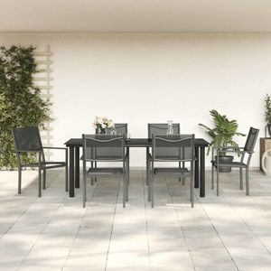 vidaXL Set mobilier de grădină, 7 piese, negru, oțel și textilenă imagine