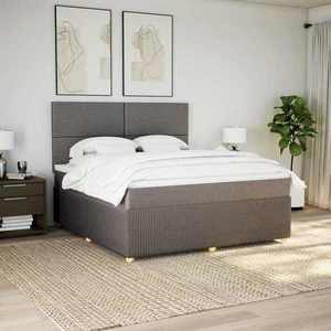 vidaXL Pat continental cu saltea, gri taupe, 180x200 cm, textil imagine