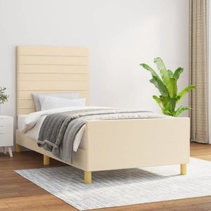 vidaXL Cadru de pat fără saltea cremă 90x190 cm țesătură imagine