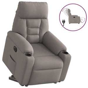 vidaXL Fotoliu electric rabatabil cu ridicare, gri taupe, textil imagine