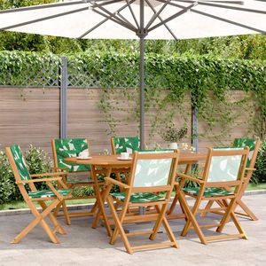 vidaXL Set mobilier de grădină 7 piese textil model frunze/lemn masiv imagine