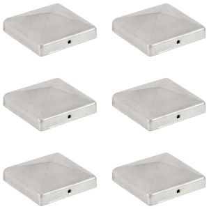 vidaXL Capace stâlpi gard piramidă 6 buc. metal galvanizat 101x101 mm imagine