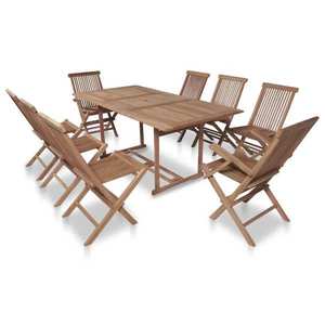 vidaXL Set mobilier exterior cu scaune pliabile, 9 piese, lemn de tec imagine