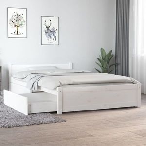 vidaXL Cadru de pat cu sertare Small Double, alb, 120x190 cm imagine