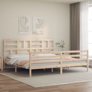 vidaXL Cadru pat cu tăblie 200x200 cm, lemn masiv de pin imagine