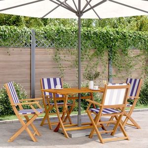 vidaXL Set mobilier de grădină 5 piese textil albastru alb/lemn masiv imagine
