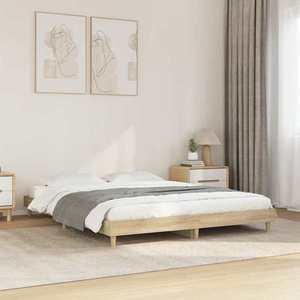 vidaXL Cadru de pat, stejar sonoma, 135x190 cm, lemn prelucrat imagine