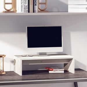 vidaXL Suport pentru monitor, alb, 50x27x15 cm, lemn masiv pin imagine