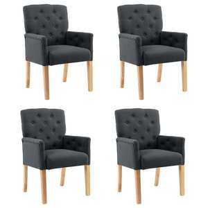 vidaXL Scaune de bucătărie cu brațe, 4 buc., gri, material textil imagine