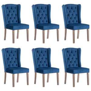 vidaXL Scaune de sufragerie, 6 buc, albastru, catifea imagine