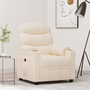 vidaXL Fotoliu rabatabil electric, crem, material textil imagine