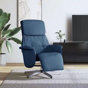 vidaXL Fotoliu rabatabil cu suport de picioare, albastru, textil imagine