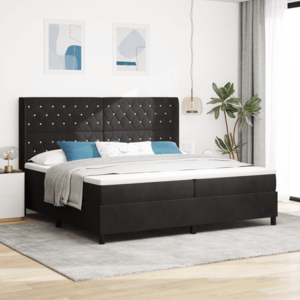 vidaXL Pat box spring cu saltea & LED, negru, 200x200 cm catifea imagine
