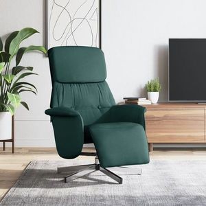 vidaXL Fotoliu rabatabil cu suport de picioare, verde închis, textil imagine