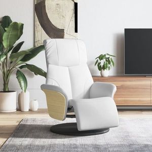 vidaXL Fotoliu rabatabil cu suport de picioare, alb, piele ecologică imagine