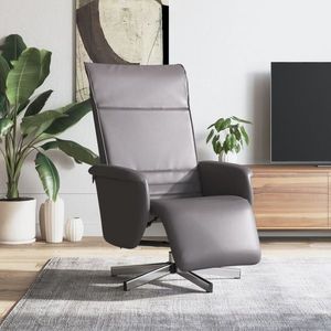 vidaXL Fotoliu rabatabil cu suport de picioare, gri, piele ecologică imagine