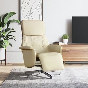 vidaXL Scaun rabatabil cu suport pentru picioare crem material textil imagine