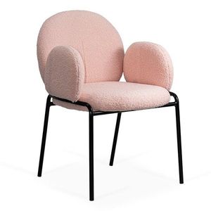 Scaun dining roz cu tapiterie boucle si cadru fix BUC 281 imagine