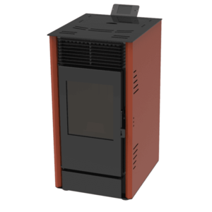 Semineu pe peleti cu aer cald Fiama Fuoco 8 kw, aprindere electrica, tiraj fortat, wifi, focar din fonta, recomandat pentru 75 mp, Bordeaux imagine