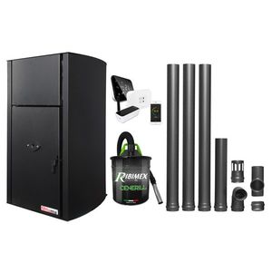 Pachet control de la distanta Centrala pe peleti Fornello Fiama Confort B 30 kW, cu pompa, vas expansiune, automatizare, termostat, aspirator, kit evacuare 3.5 ml, buncar 35 kg, tiraj fortat, culoare black, pana la 200 mp imagine