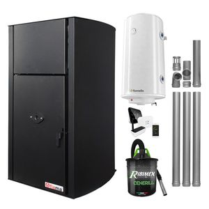 Pachet control de la distanta Centrala pe peleti Fornello Fiama Confort B 30 kW, cu pompa, vas expansiune, automatizare, boiler, termostat, aspirator, kit evacuare 3.5 ml, buncar 35 kg, tiraj fortat, culoare black, pana la 200 mp imagine