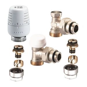 Set robineti calorifer - cap termostatic + robinet termostatabil + robinet retur + conectori pentru teava pexal 16x2 Ivar imagine