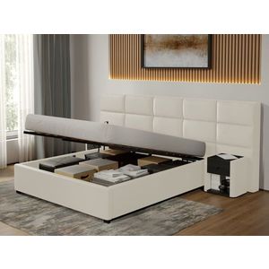 Pat tapitat Cico rabatabil 287 x 114 C2 din piele/stofa Alb - Nube 1 180x200 imagine